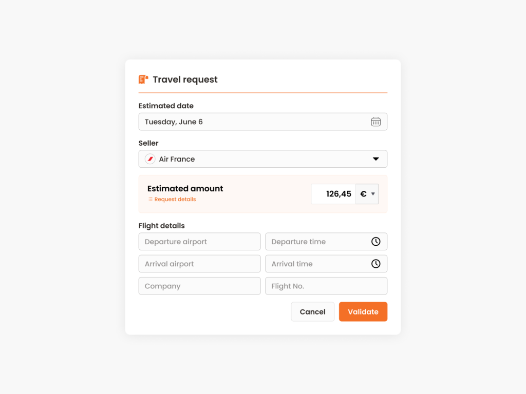 Travel request creation