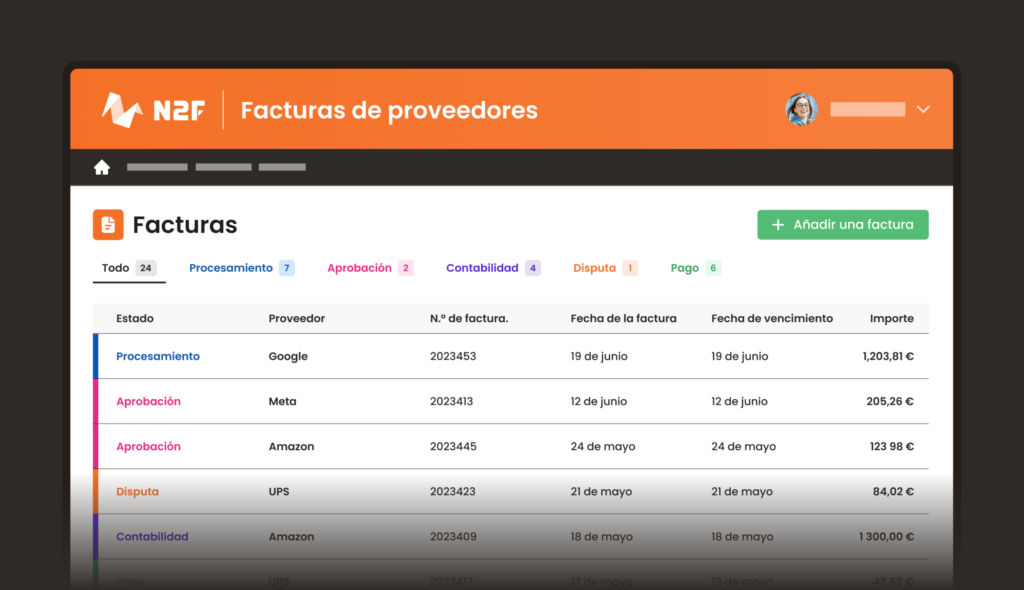 N2F Facturas de proveedores