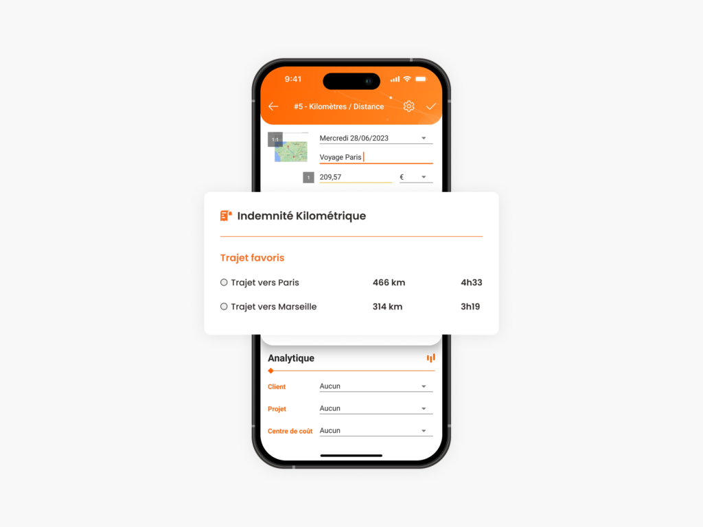Choix du trajet favoris pour déclaré une indemnité kilométrique