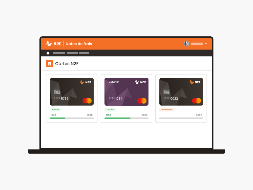 Visibilité sur les cartes de paiement N2F